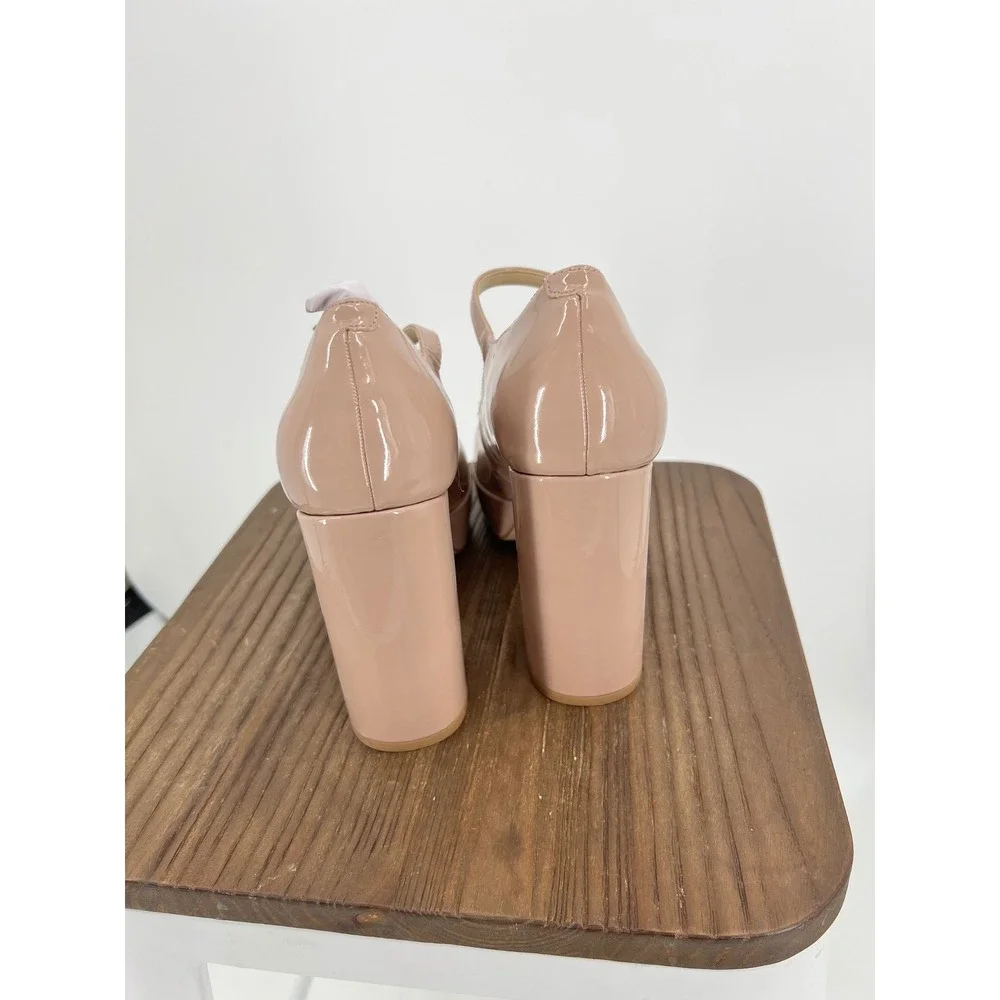 Nine West Pretz Platform Mary Jane Pumps NIB Light Natural 9M Retro 70s Style